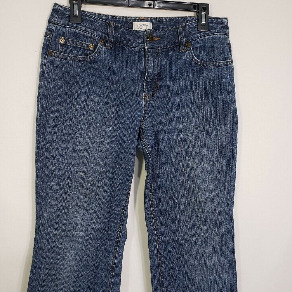 Ann Taylor Loft Womens Jeans Size 6 Flare Leg Blue Denim Stretch Mid Rise Dark - Picture 6 of 12